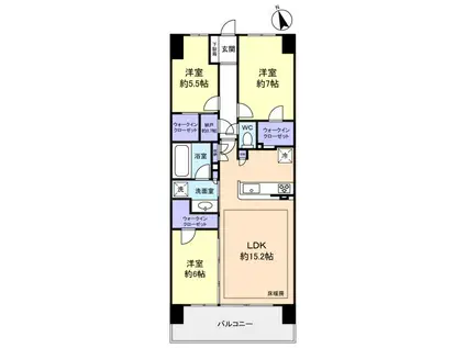 シティテラス八千代緑が丘ステーションコート(3LDK/4階)の間取り写真