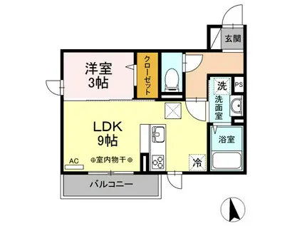 カナル グランデ 十日町(1LDK/2階)の間取り写真