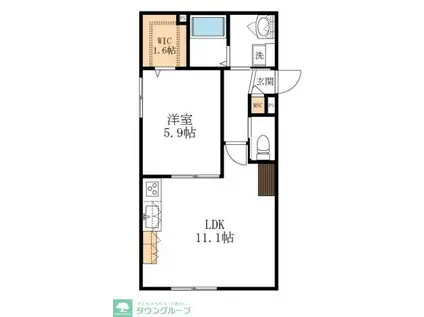スピキュール蔵前(1LDK/1階)の間取り写真