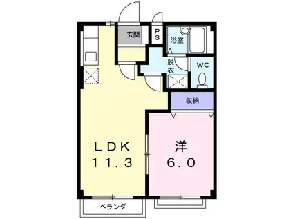 茜ハイツ(1LDK/2階)の間取り写真