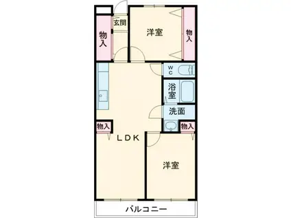 シーザーレジデンス福生(2LDK/2階)の間取り写真