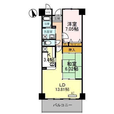 ラ・メゾンMSII(2LDK/2階)の間取り写真