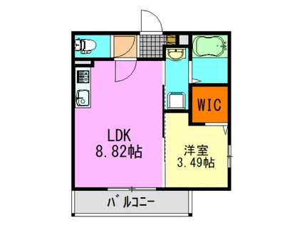 H1蘇我(1LDK/3階)の間取り写真