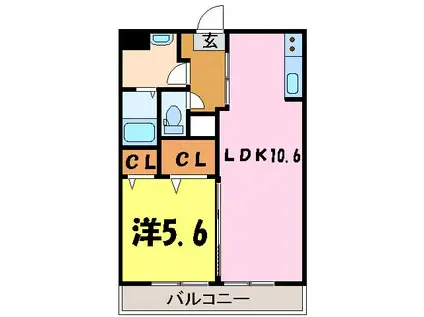 コンフォール元今泉(1LDK/1階)の間取り写真