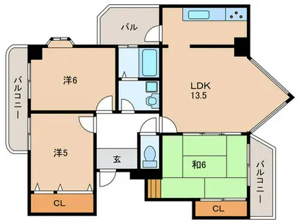 ル・パレ須磨(3LDK/9階)の間取り写真