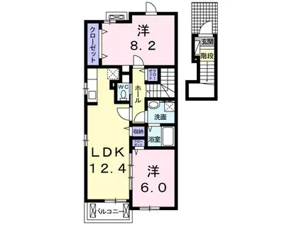 リバーフロント クレスト城東(2LDK/2階)の間取り写真