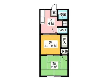 花嶋ハイツ(2K/1階)の間取り写真