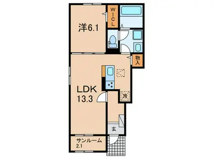 モダンパレス(1LDK/1階)の間取り写真