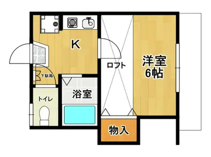フローラ C棟(1K/1階)の間取り写真