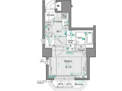 ガーラ芝御成門(1K/14階)の間取り写真
