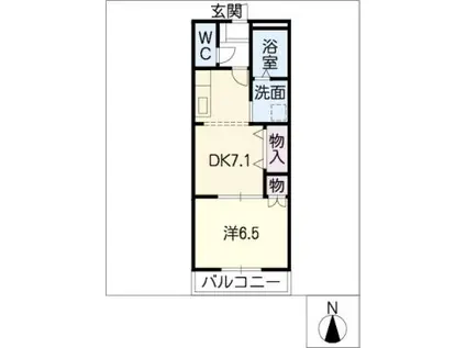 ローズガーデン青山(1DK/2階)の間取り写真