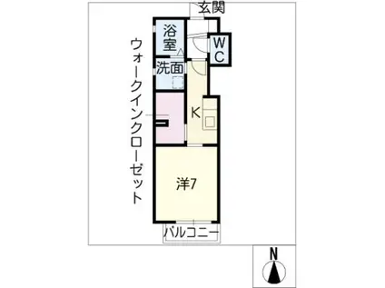 プラティークM(1K/1階)の間取り写真