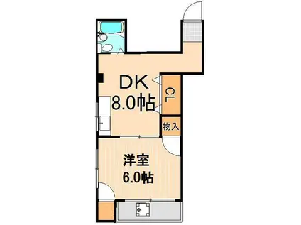 萬国ステイタスビル(1DK/4階)の間取り写真