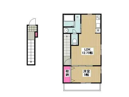 リーブルファイン相模原共和II(1LDK/2階)の間取り写真
