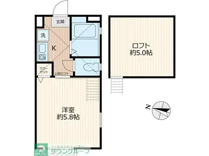 G・Aヒルズ追浜B棟(1K/2階)の間取り写真