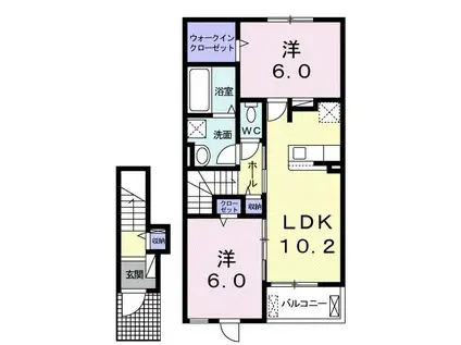 セイル イン 津屋崎(2LDK/2階)の間取り写真