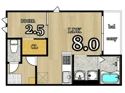REGALEST SILK(1LDK/1階)の間取り写真