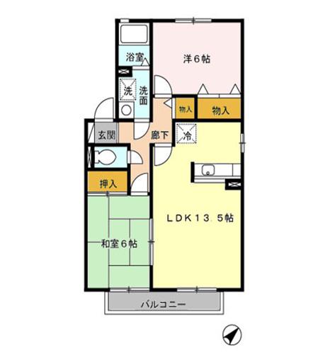 F.K.グリーンヒル(2LDK/2階)の間取り写真