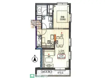 キリッシュパーク(1LDK/1階)の間取り写真