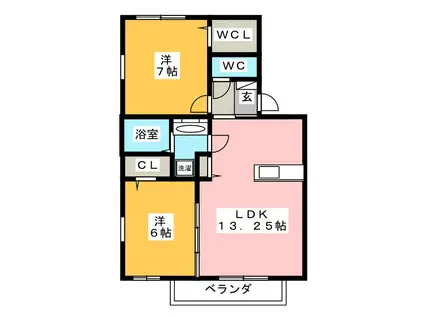 PRIMARY(2LDK/1階)の間取り写真