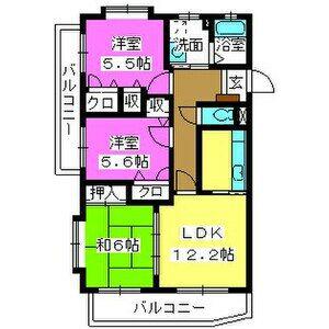 メゾンドール荒木(3LDK/2階)の間取り写真
