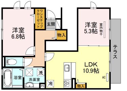 PALACIO大野台(2LDK/1階)の間取り写真