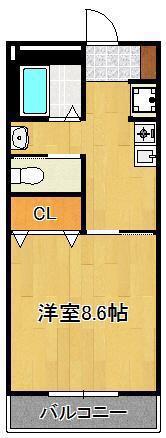プレステージ和F(1K/3階)の間取り写真