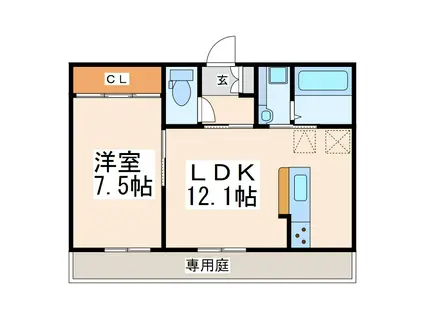 ルヴェデュソレイユ IV(1LDK/1階)の間取り写真