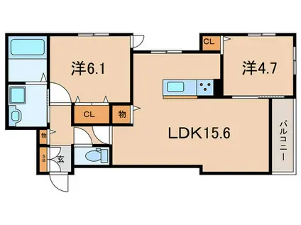 サグレス甲子園口(2LDK/3階)の間取り写真