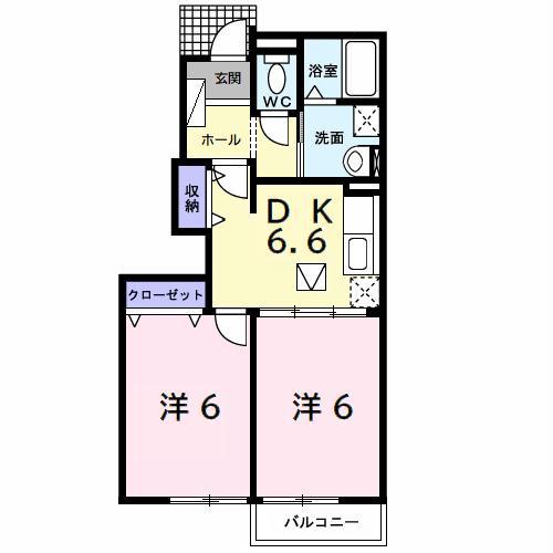 アンシャンテ(2DK/1階)の間取り写真