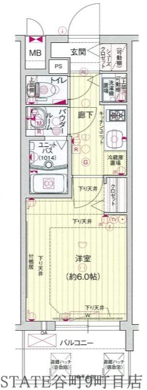 プレサンス玉造駅前(1K/6階)の間取り写真