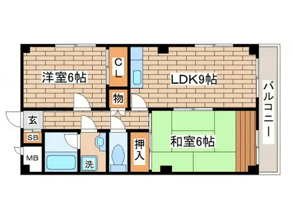 浜田ビル(2LDK/6階)の間取り写真