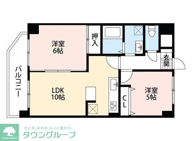 クレスト南町(2LDK/5階)の間取り写真