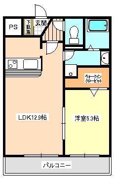 アクアクロス光の森(1LDK/2階)の間取り写真