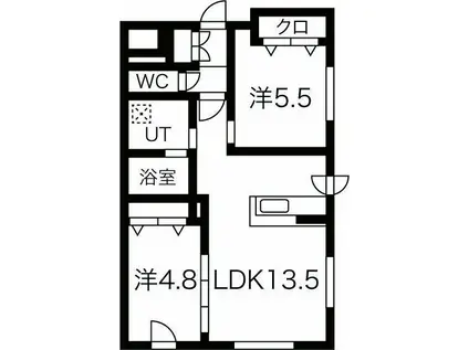 KINO(2LDK/2階)の間取り写真