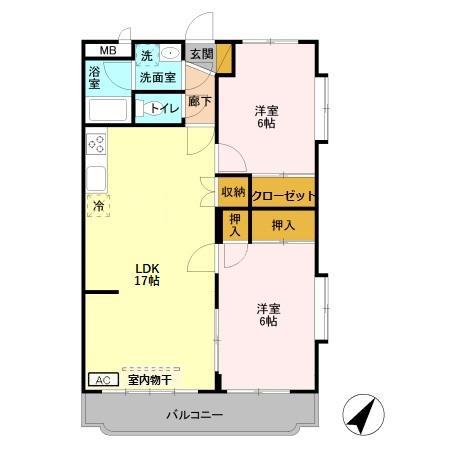 パレススリーゼ(2LDK/1階)の間取り写真