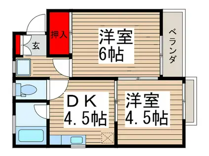 藤コーポ(2DK/2階)の間取り写真