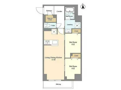 ドゥーエ尾久(2LDK/3階)の間取り写真