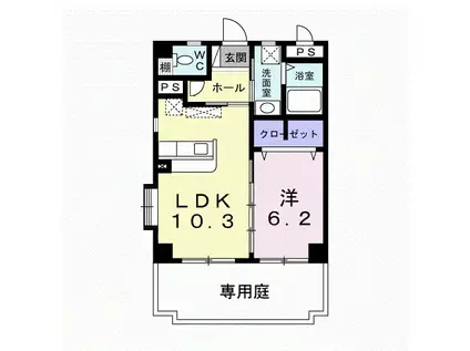 サウスゼファー(1LDK/1階)の間取り写真