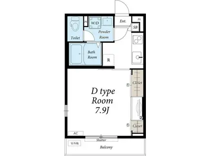 リブリ・レイヴ花園(1K/1階)の間取り写真