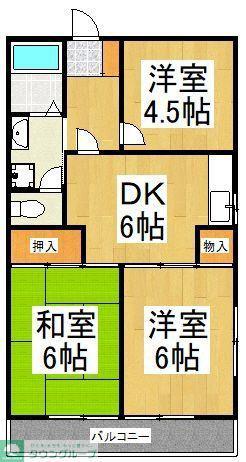 ラリーマンション(3DK/2階)の間取り写真