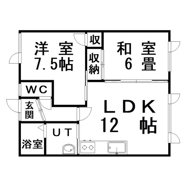 ミノルハイツ(2LDK/1階)の間取り写真