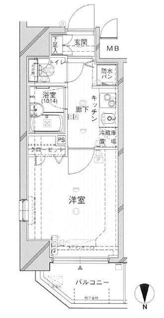 スパシエアランシア亀戸(1K/6階)の間取り写真