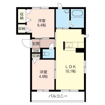 ELEGANCE A(2LDK/2階)の間取り写真