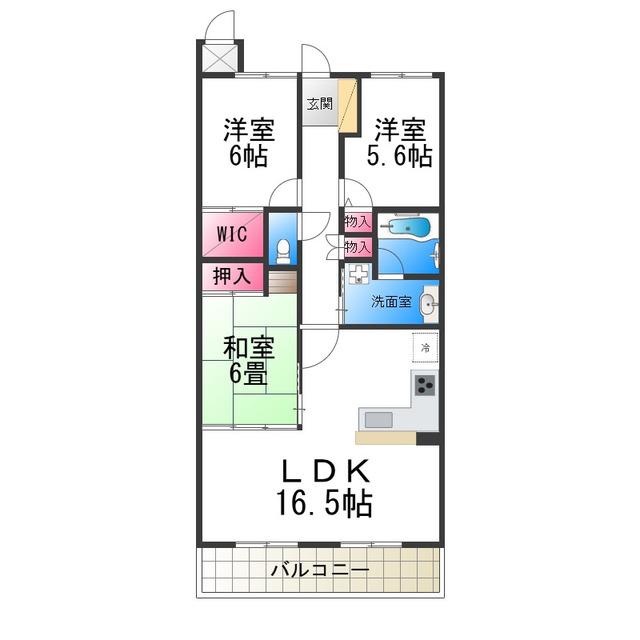 インペリアル鳳(3LDK/2階)の間取り写真