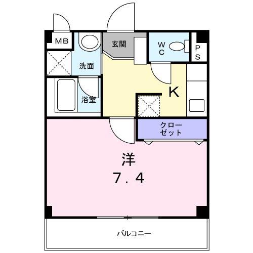 ESPOIR上用賀エスポワー(1K/2階)の間取り写真