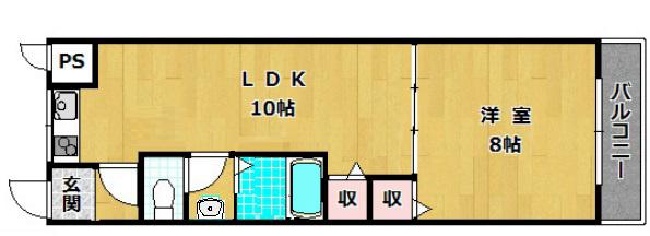 レオハイム長尾III(1LDK/2階)の間取り写真