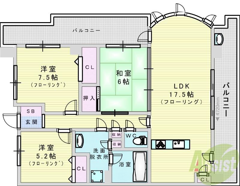 レジディア千里万博公園(3LDK/8階)の間取り写真