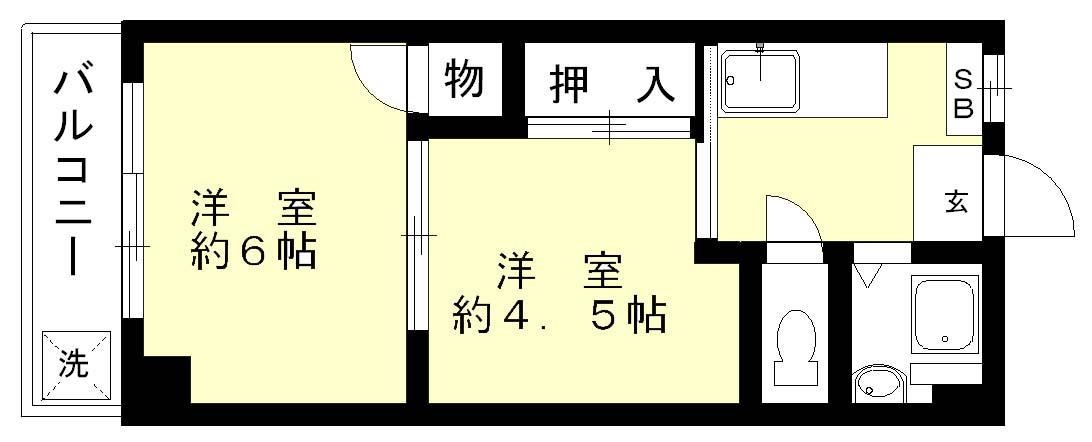 月島福寿マンション(2K/5階)の間取り写真
