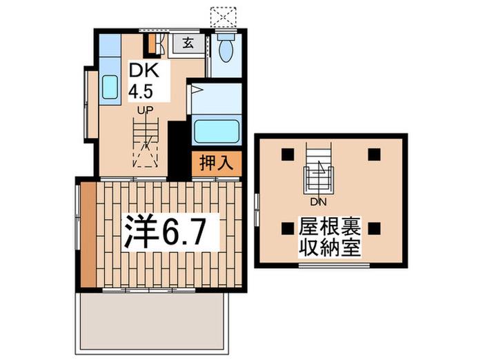 木野ハイツ(1DK/2階)の間取り写真